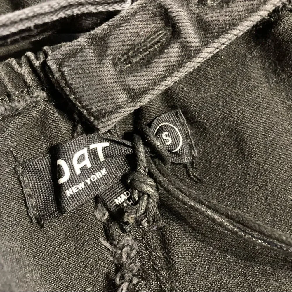 Oat New York Black Denim Bustier Crop Top Small